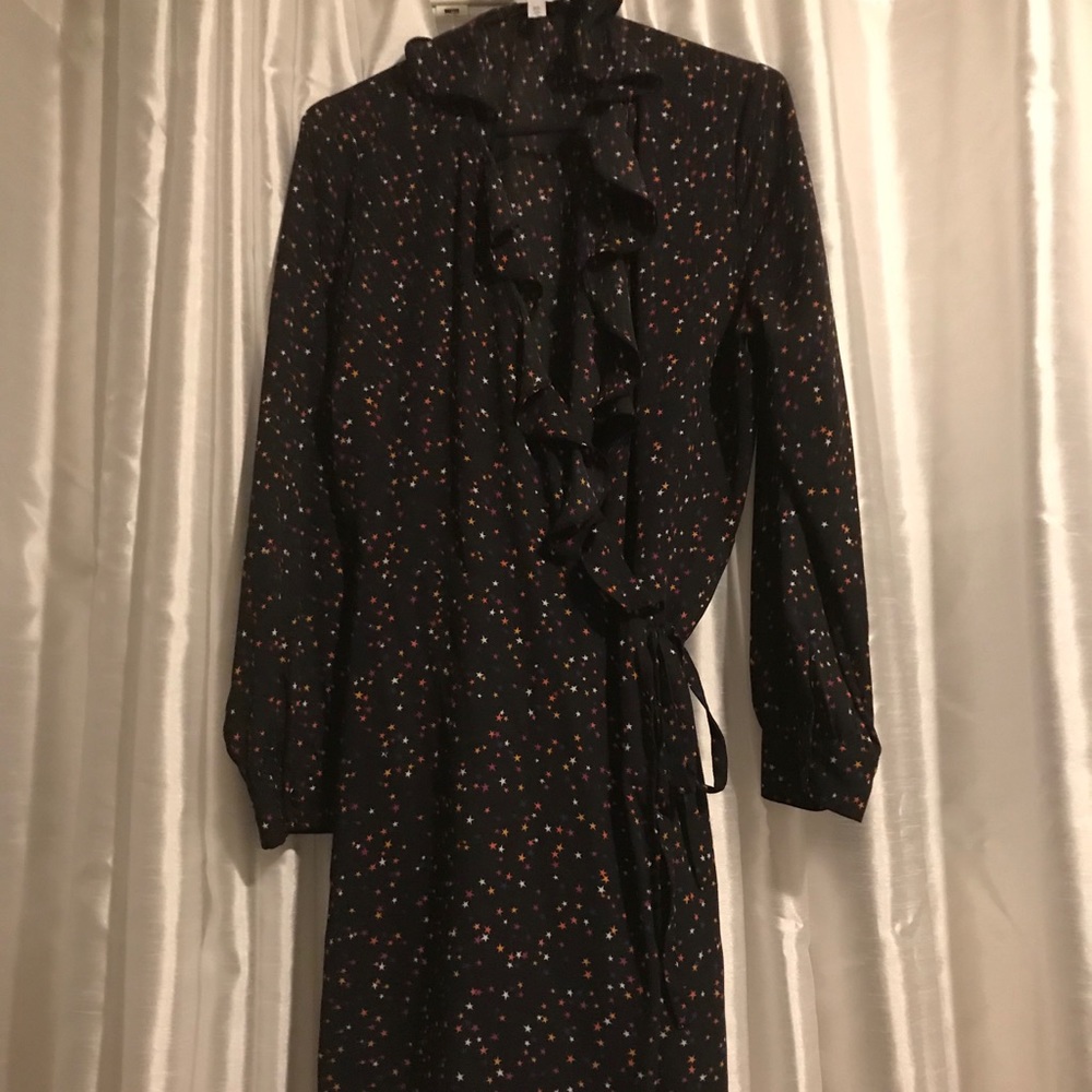 Colorful stars knee length wrap dress